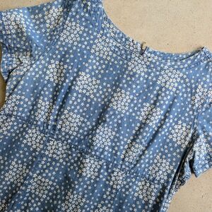 Liz Claiborne Blue and White Fitted Maxi Dress